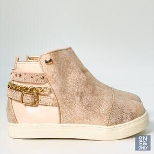 NATURINO High Top Sneaker Shimmery Suede Pink Zipper Fashion Girls Sz 9 25 EU